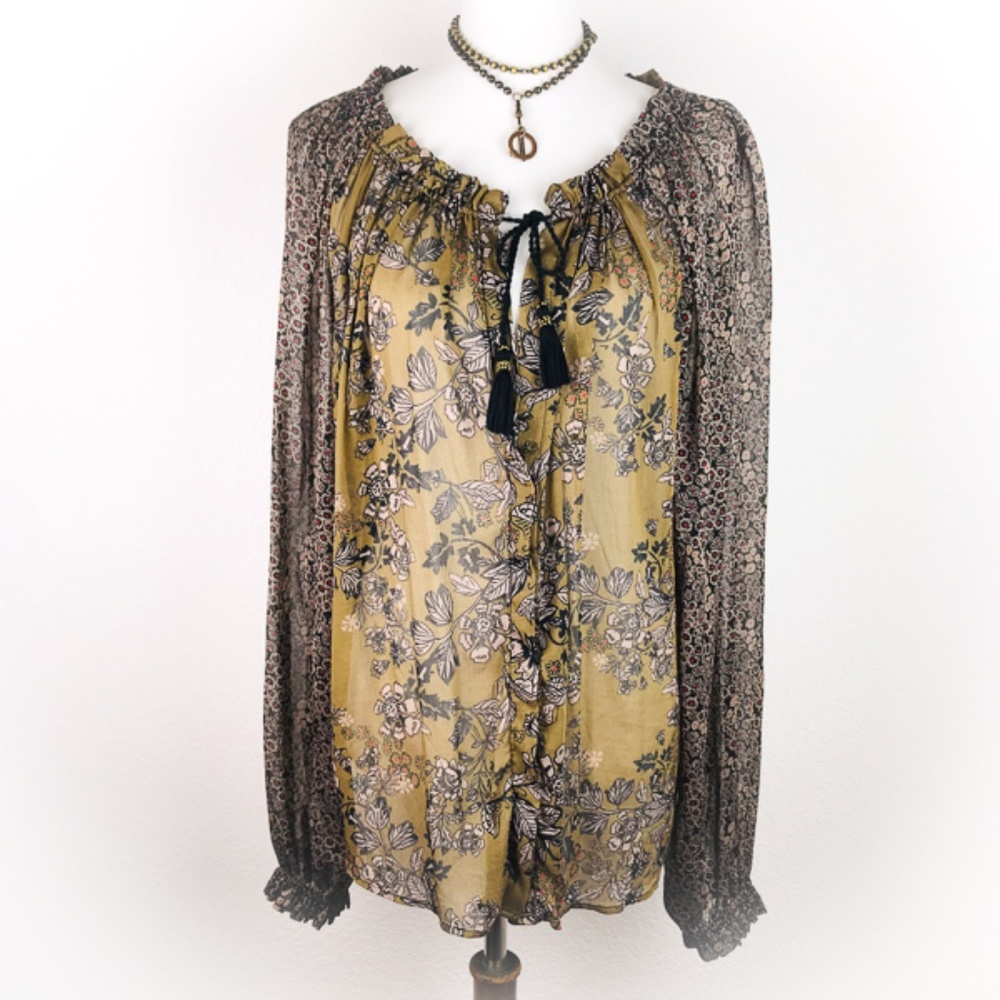 FREE PEOPLE 'Hendrix' Blouse Floral Large  FINAL